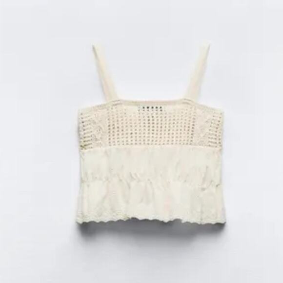 ZARA MIXED KNIT TOP WITH TIES Size Small - Picture 7 of 14